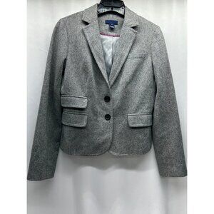 J.Crew Women's Gray Wool Blazer Lined Size 2 Two-Button Closure Classic